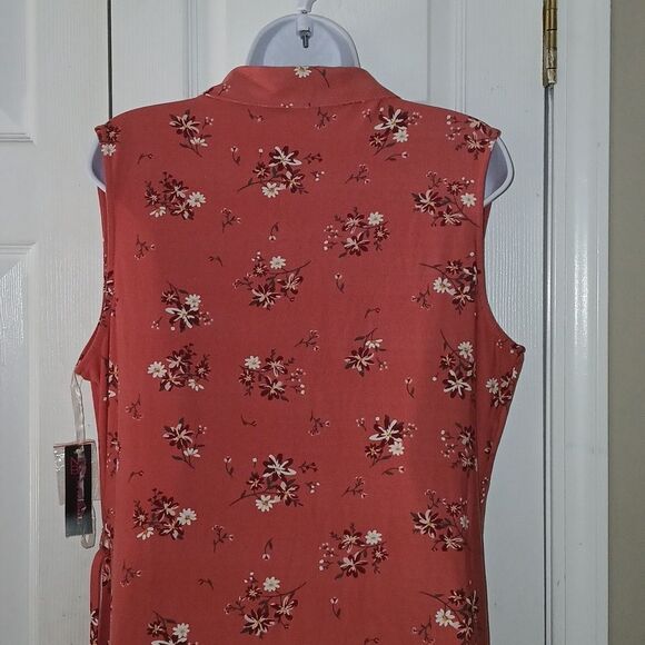 No Boundaries Sleeveless dusty mauve floral belted tshirt dress Sz XXL (19) NWT - Picture 7 of 8